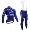 Fietskleding (Fietsshirt Lange Mouw + Lange Koersbroek) 2025 Groupama-FDJ - Zwart Blauw